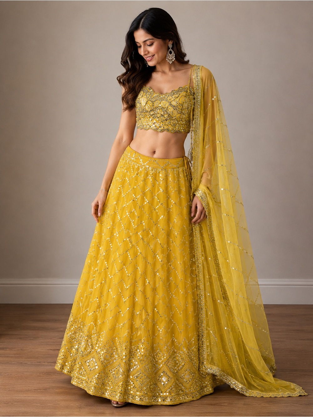Golden Yellow Embellished Lehenga Set